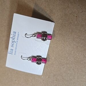 Lia Sophia Pink Earrings Share The Love Of Jewelry Silver Tone Womens